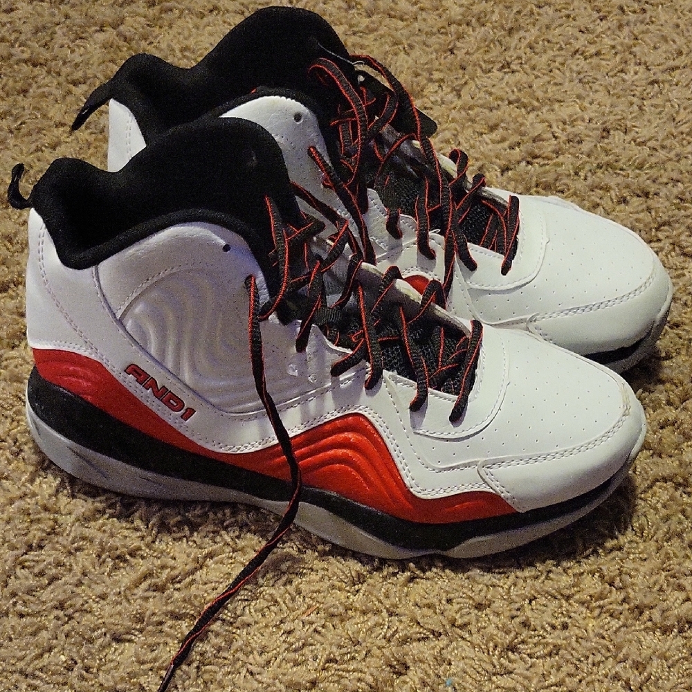 AND1 White and Red Athletic Shoes High Performance